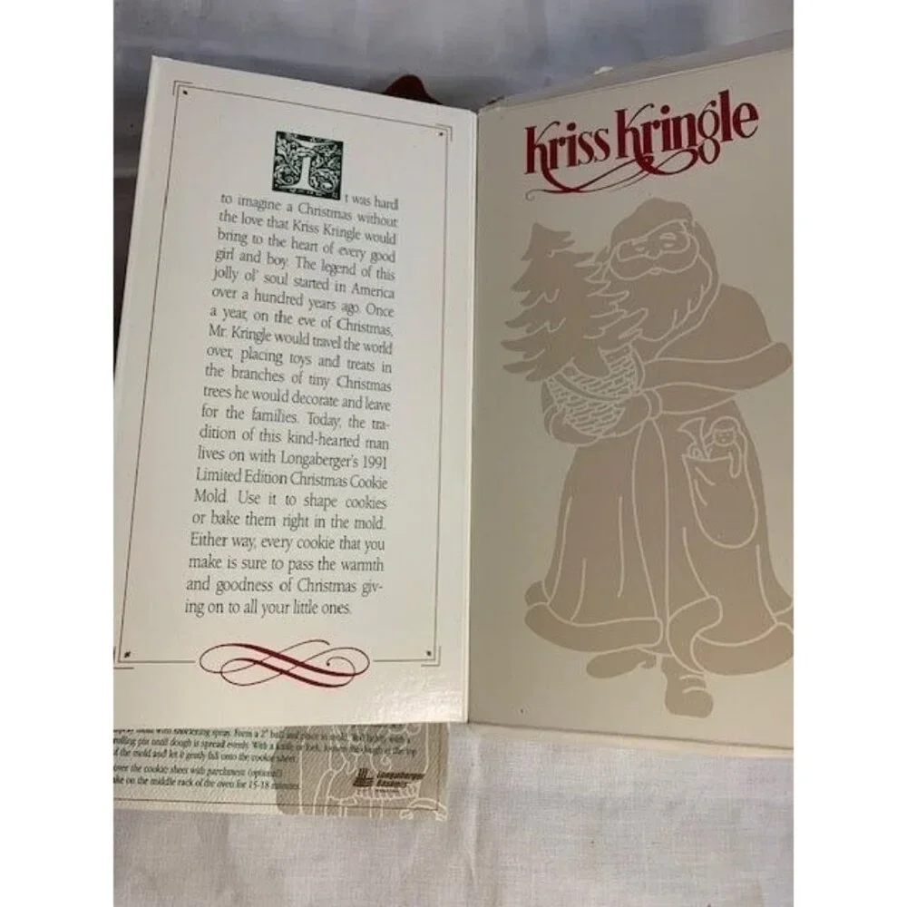 Longaberger Kriss Kringle Christmas Cookie Mold 1991 with Box/Recipe Card
